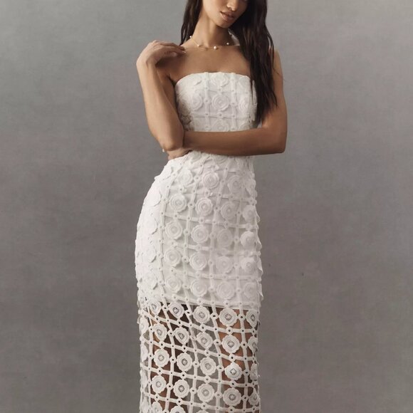 Milly - Kait Tile Lace Dress- Strapless Midi Dress - Size 2 - White/Ivory - threedaughtersproperties.com Milly - Kait Tile Lace Dress- Strapless Midi Dress - Size 2 - White/Ivory - threedaughtersproperties.com
